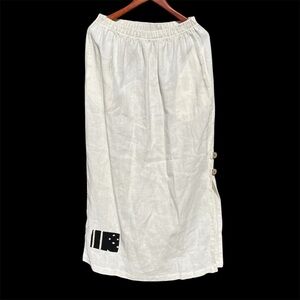 Vintage 90s 100% Linen Joy Burton My Tribe Elegant Skirt with Black Patchwork L